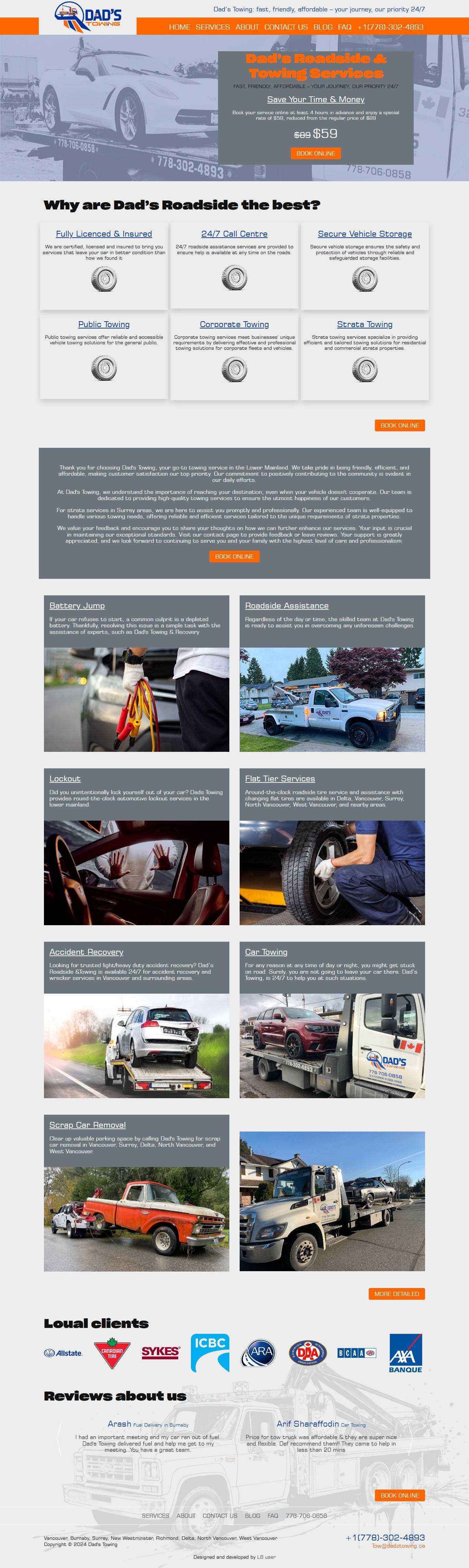 Creation of a website for Canadian roadside assistance