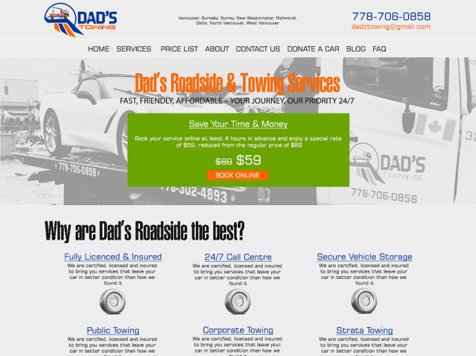 Website design for Canadian Roadside Assistance