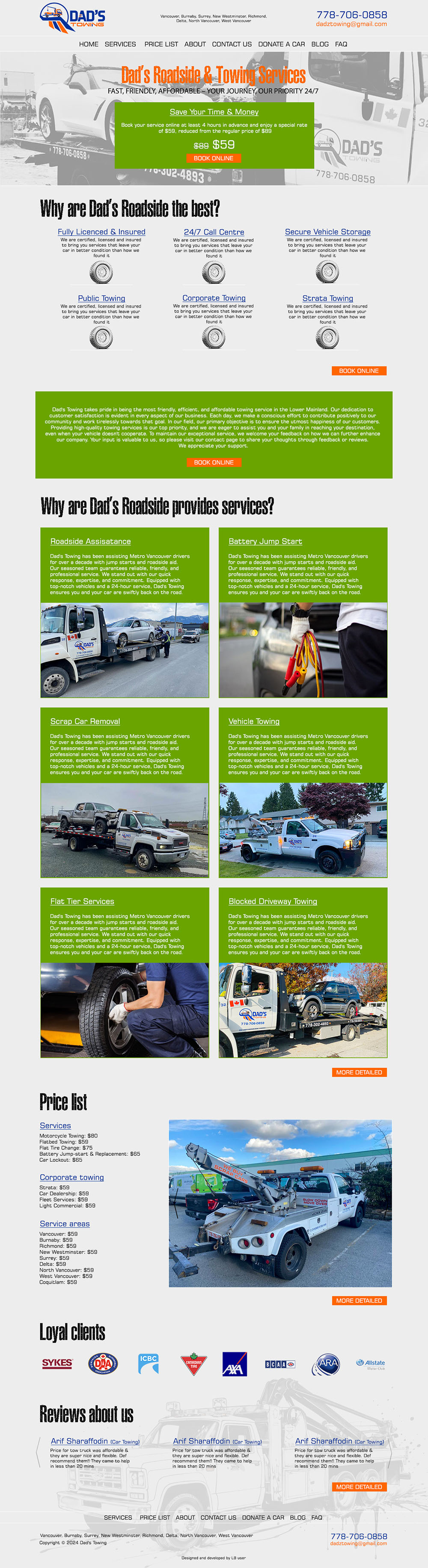 Website design for Canadian Roadside Assistance